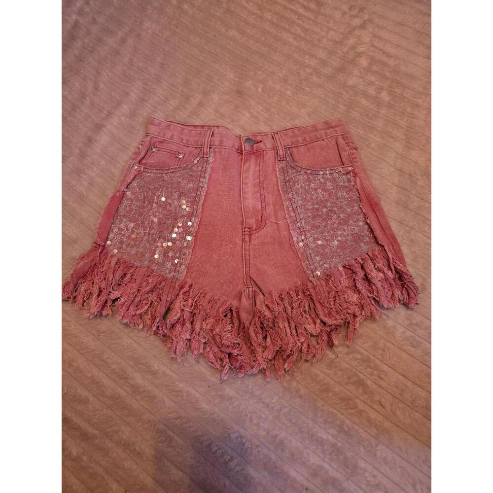 POL denim sequin shorts - Picture 1 of 3